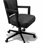 Black office chair with quilted backrest on a white background
