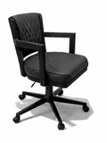 Black office chair with quilted backrest on a white background