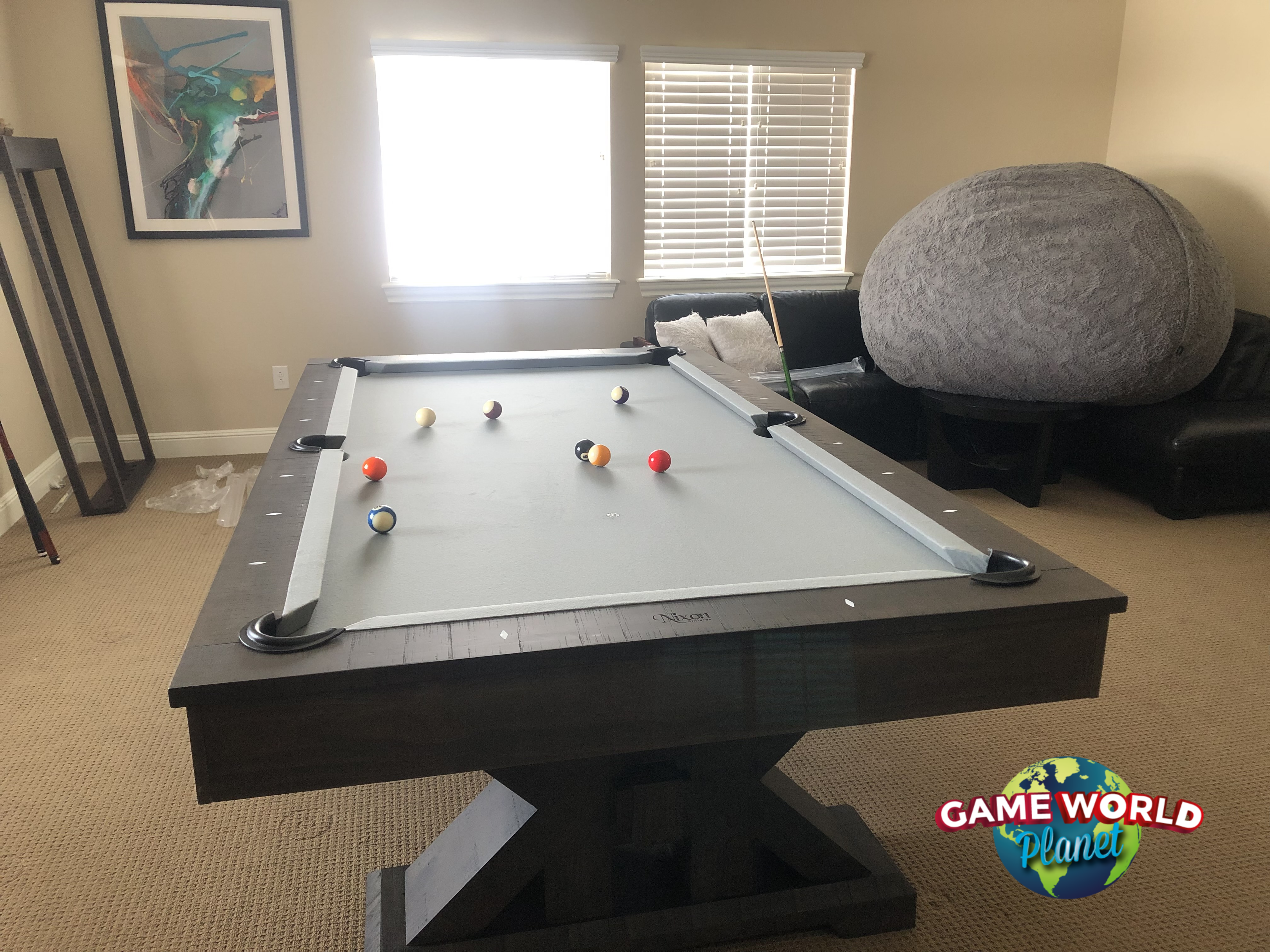 Nixon Jasper 8' Slate Pool Table by Nixon Billiards in Weathered Slate Finish with dining top.