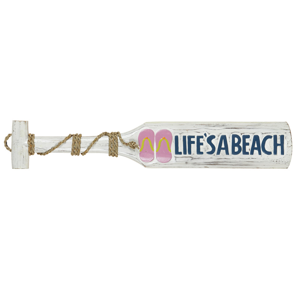RAM Game Room “Life's A Beach” Oar Acacia Wood Art Sign