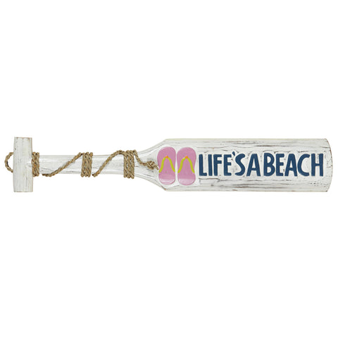 RAM Game Room “Life's A Beach” Oar Acacia Wood Art Sign