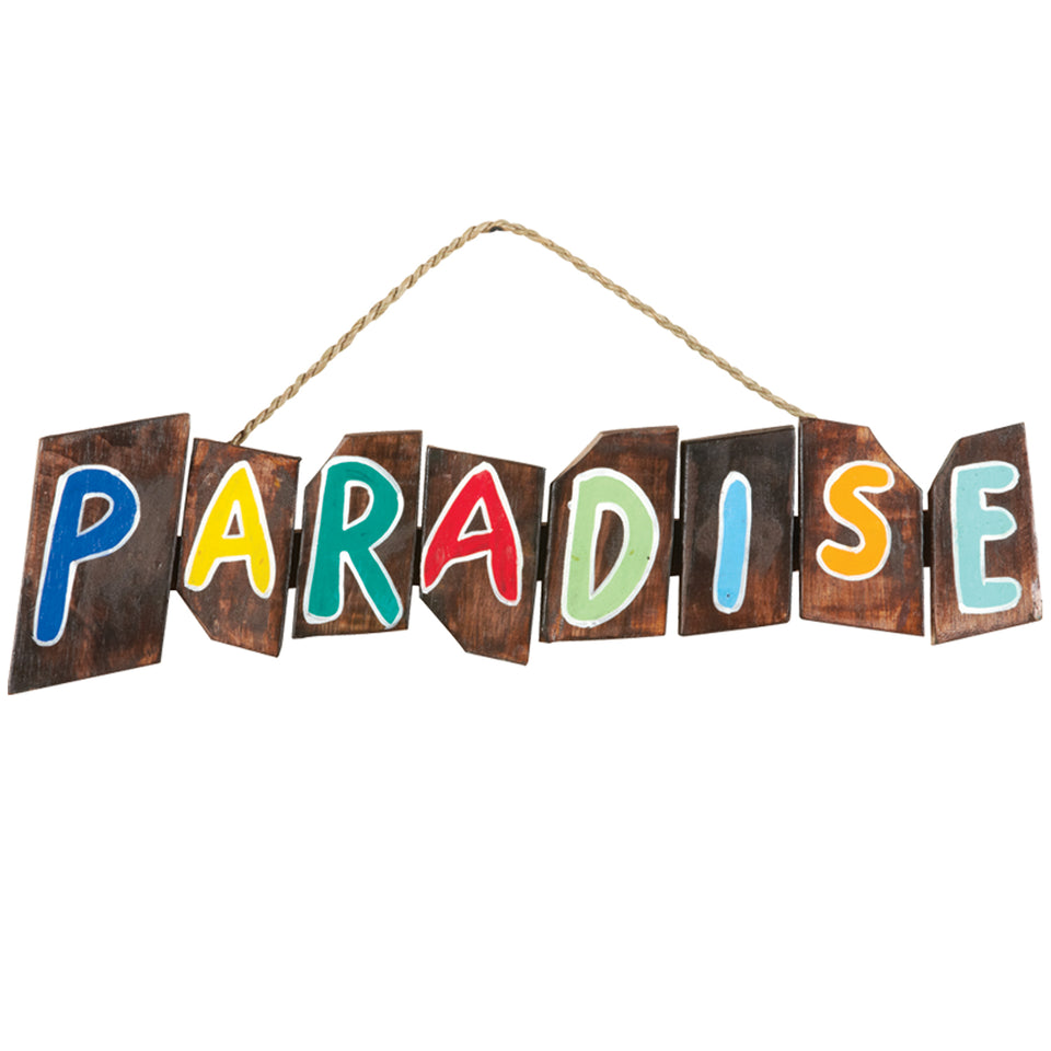 RAM Game Room “Paradise” Acacia Wood Art Sign