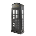 RAM Game Room Old English Telephone Booth Bar Cabinet with glass panels and TELEPHONE sign.