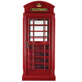 RAM Game Room Old English Telephone Booth Bar Cabinet with glass windows and crown emblem.