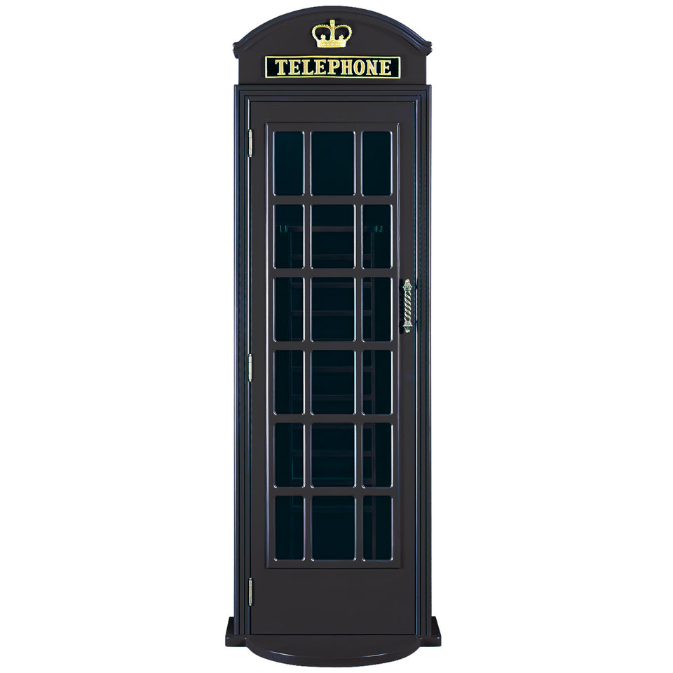 RAM Game Room Old English Telephone Booth Cue Holder stores pool cues with classic British style.