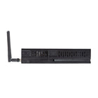 Black electronic device with antenna on a white background