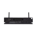 Black electronic device with antennas on a white background