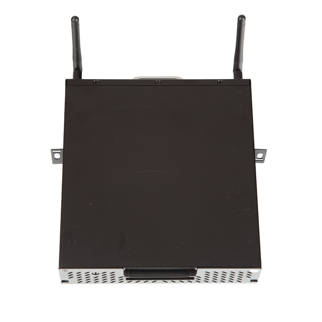 Black electronic device with antennas on a white background