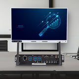 Board with a stylized graphic on the screen, placed on a desk.