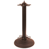 RAM Game Room 24" H Cappuccino Pool Cue Holder with circular holders and round base.