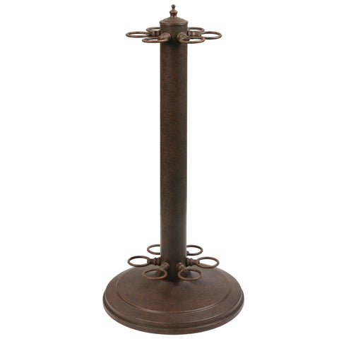 RAM Game Room 24" H Pool Cue Holder - Old Brown keeps cues organized with circular holders.