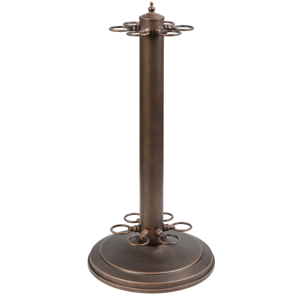 RAM Game Room 24" H Oil Rubbed Bronze Pool Cue Holder organizes cues with circular rings.