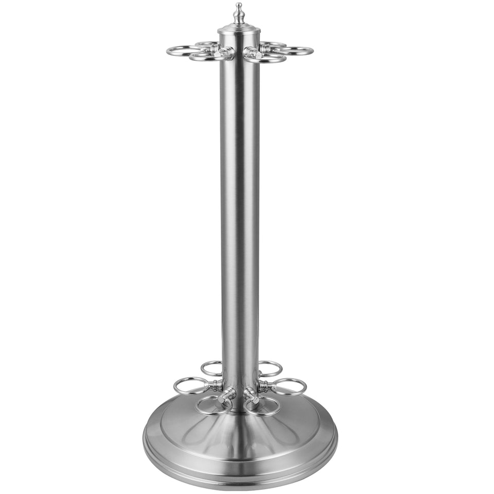 RAM Game Room 24" H Pool Cue Holder in stainless, a stylish stand for your billiard cues.