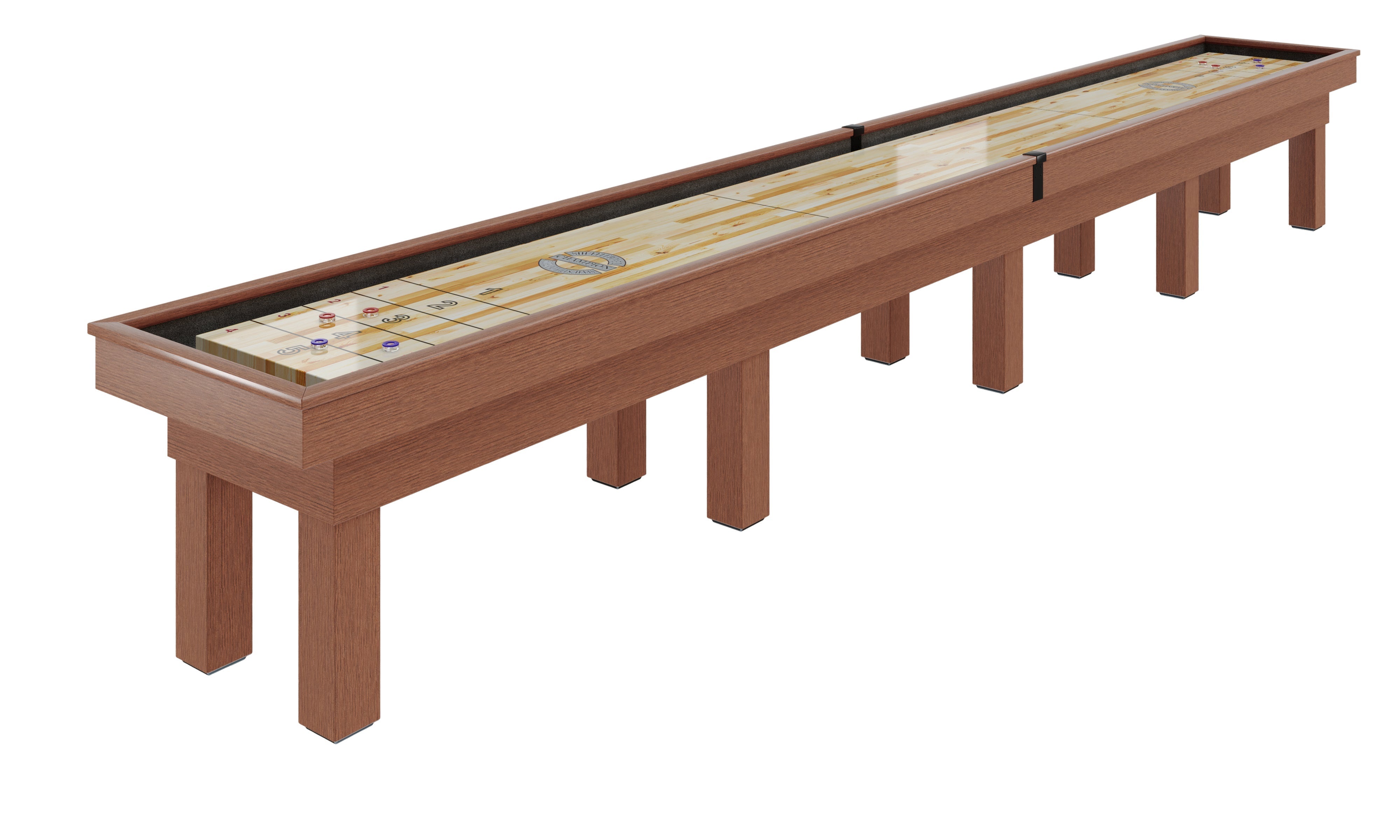 Champion 14' Palo Duro Shuffleboard Table with smooth Canadian Maple playfield and clear zones.
