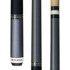 Pool cues with different designs on a white background