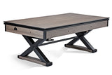 Brunswick Billiards Premier Air Hockey Table with black metal X-legs and a side handle.