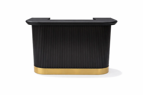 Black bar with gold base on a white background