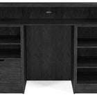 RAM Game Room Prohibition 84" Cocktail Bar in black with shelves, drawer, and gold foot rails.
