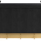 RAM Game Room Prohibition 84" Cocktail Bar in black with ribbed front, marble top, gold trim.