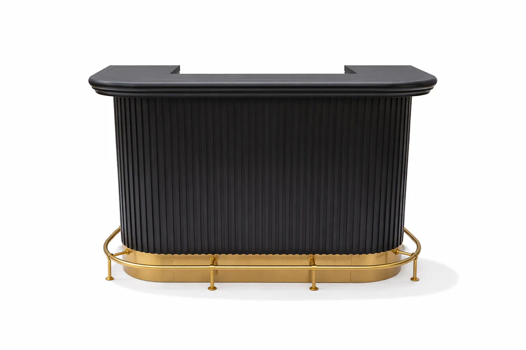 Black bar with gold base on a white background