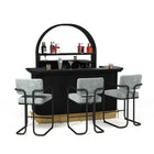 RAM Game Room Prohibition 84" Cocktail Bar in black with stools and barware, by RAM Game Room.
