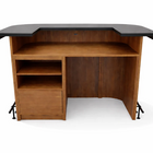 Wooden bar with black top on a white background