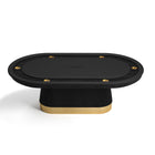 RAM Game Room Prohibition Texas Hold'em Poker Table in black with gold accents and ribbed base.