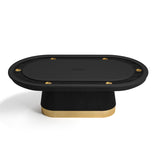 RAM Game Room Prohibition Texas Hold'em Poker Table in black with gold accents and ribbed base.
