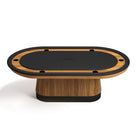 RAM Game Room Prohibition Texas Hold'em Poker Table in walnut, ideal for any modern game room.