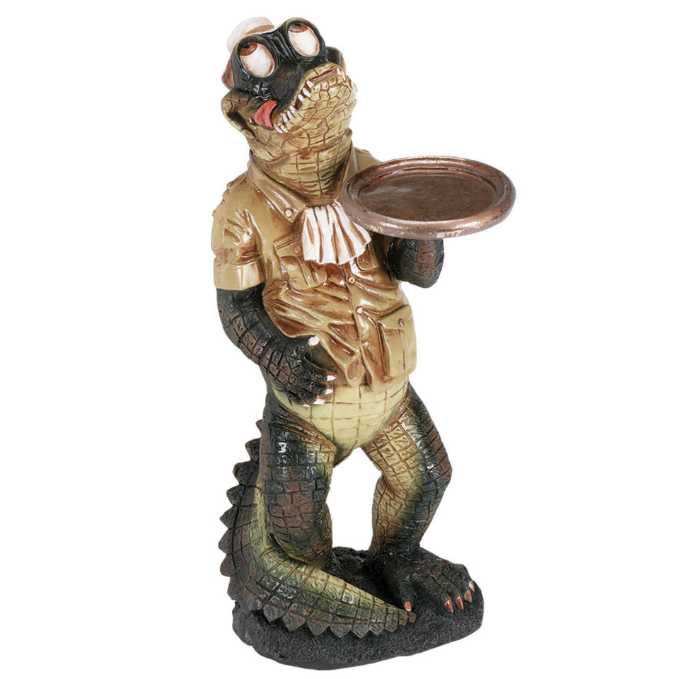 RAM Game Room 35" H Gator Waiter Figurine adds fun reptile décor to any space.