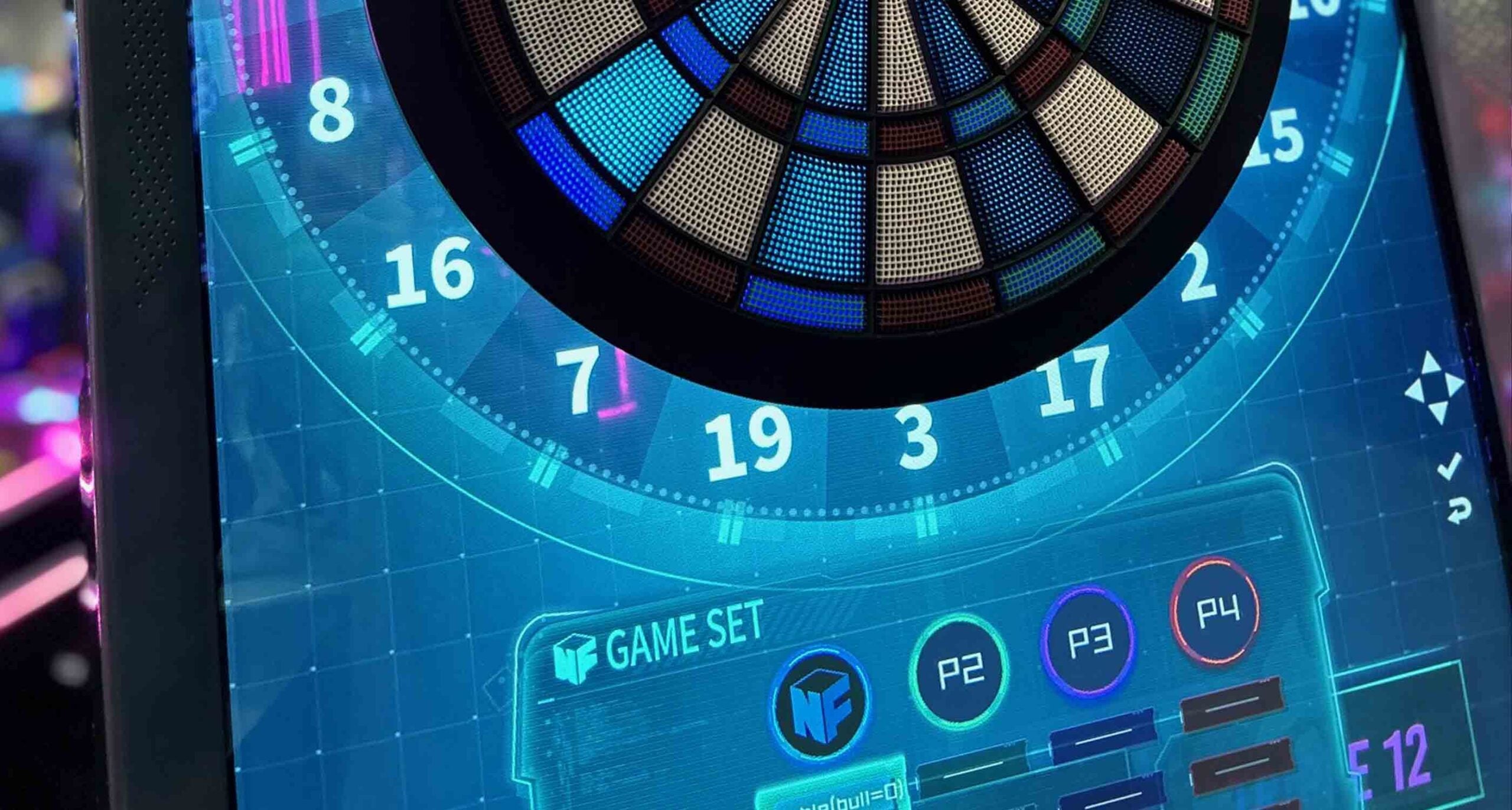 Digital dartboard with digital interface on a screen