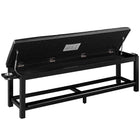 RAM Game Room Spectator Storage Bench - Black with padded seat and lift-up storage lid.