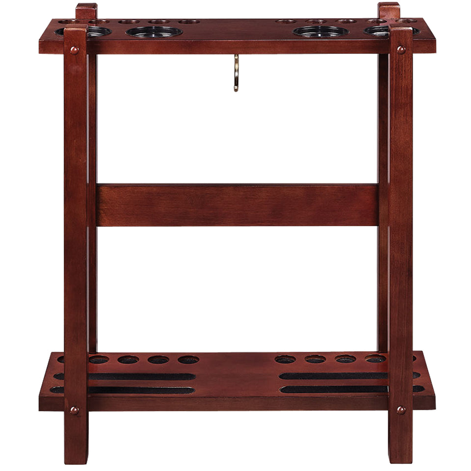 The RAM Game Room Straight Floor Cue Rack neatly holds multiple cues in a classic English Tudor style.