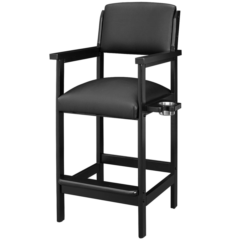 RAM Game Room Spectator Chair in black with cushioned seat and built-in drink holder.