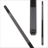Scorpion gunmetal grey pool cue with silver Scorpion logo, black Irish linen wrap, and black butt plate.