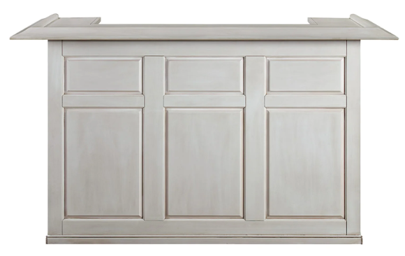The RAM Game Room 72" Bar in antique white features a classic paneled front design.