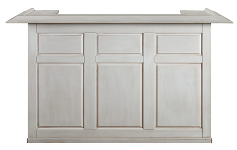 The RAM Game Room 72" Bar in antique white features a classic paneled front design.