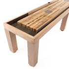 The Champion 20' Richland Shuffleboard Table features a smooth wood surface and marked scoring areas.