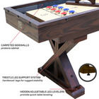Wooden pool table with highlighted features on a white background