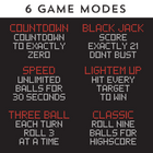 List of game modes on a black background with red and white text.