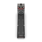 Black electronic device with digital display on a white background