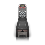 Pinball machine with control panel on a white background