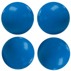 Four blue balls from Bay Tek’s Skee-Ball Home Arcade Glow set, on a white background.