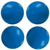 Four blue balls from Bay Tek’s Skee-Ball Home Arcade Glow set, on a white background.