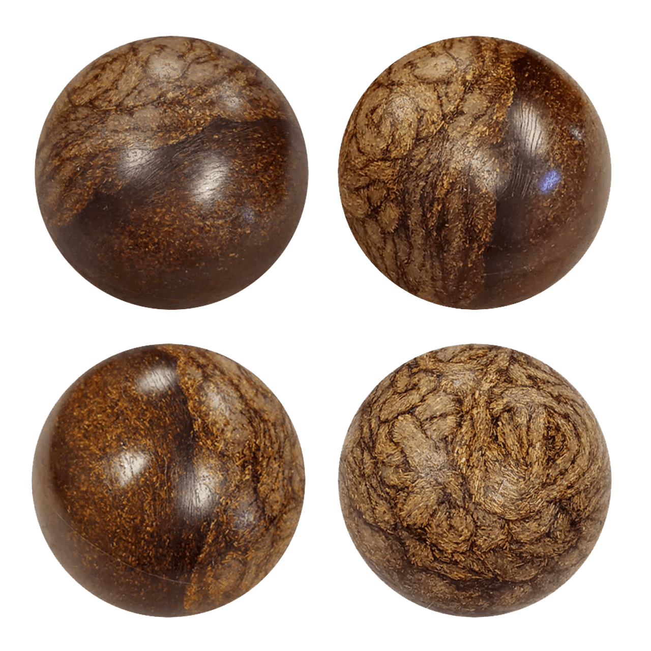 Bay Tek Skee-Ball Premium Game Balls, set of 4 with wood grain, arranged in a 2x2 grid.