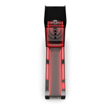 Overhead view of the Bay Tek Skee-Ball Home Arcade Glow lit with vibrant red lights.