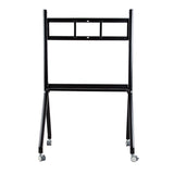 Black metal rolling cart on a white background