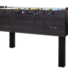 Tornado Sport II Foosball Table in Weathered Walnut with black legs and yellow, black figures.