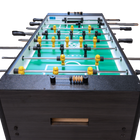 The Tornado Sport II Foosball Table in Weathered Walnut features yellow and black players.