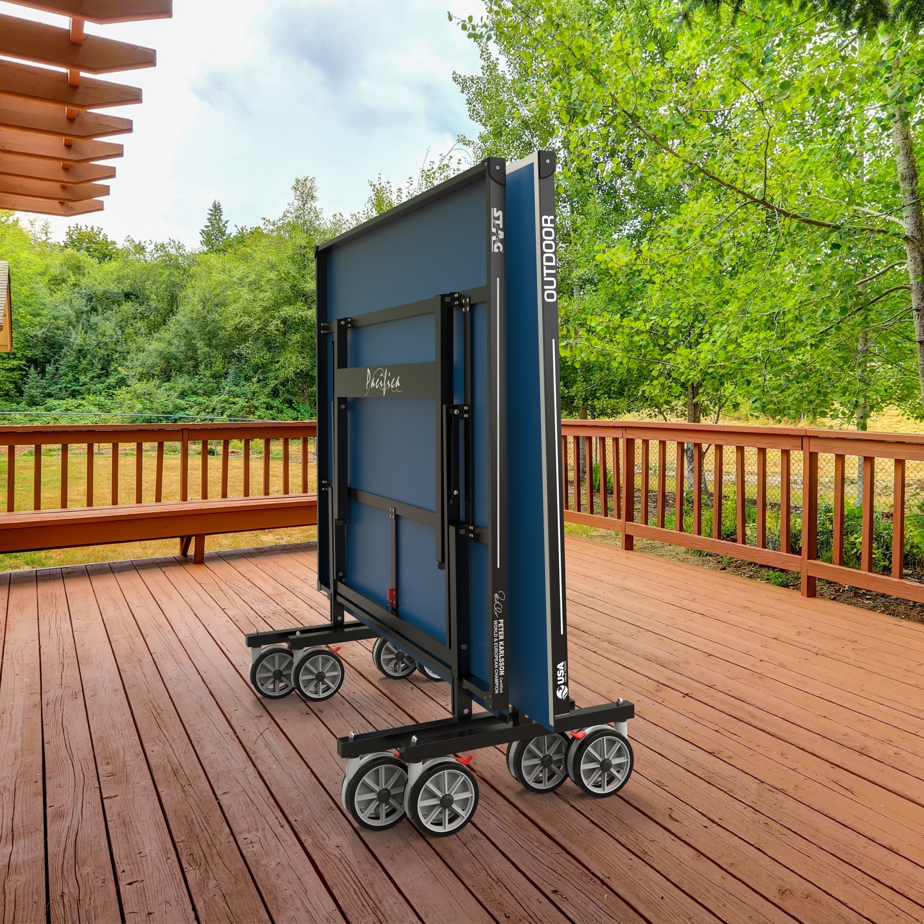 Kettler STAG Pacifica Blue Outdoor Table Tennis Table 2Player Bundl